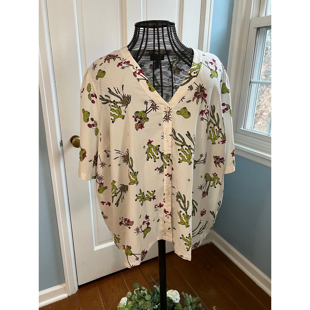 Cactus button up v-neck blouse by ModCloth